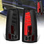 Chevrolet C/K 1988-1999 / Suburban 1992-1999 / Tahoe 1995-1999 / Blazer Full Size 1992-1994 / GMC C/K 1988-1999 / Yukon 1992-1999 / Cadillac Escalade 1999-2000 LED Bar Tail Lights Chrome Housing Smoke Len White Tube - Parts Agent