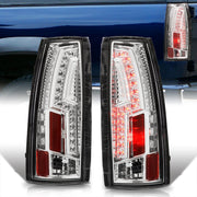 Chevrolet C/K 1988-1999 / Suburban 1992-1999 / Tahoe 1995-1999 / Blazer Full Size 1992-1994 / GMC C/K 1988-1999 / Yukon 1992-1999 / Cadillac Escalade 1999-2000 LED Tail Lights Chrome Housing Clear Len - Parts Agent
