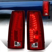 Chevrolet C/K 1988-1999 / Suburban 1992-1999 / Tahoe 1995-1999 / Blazer Full Size 1992-1994 / GMC C/K 1988-1999 / Yukon 1992-1999 / Cadillac Escalade 1999-2000 LED Tail Lights Chrome Housing Red Len - Parts Agent