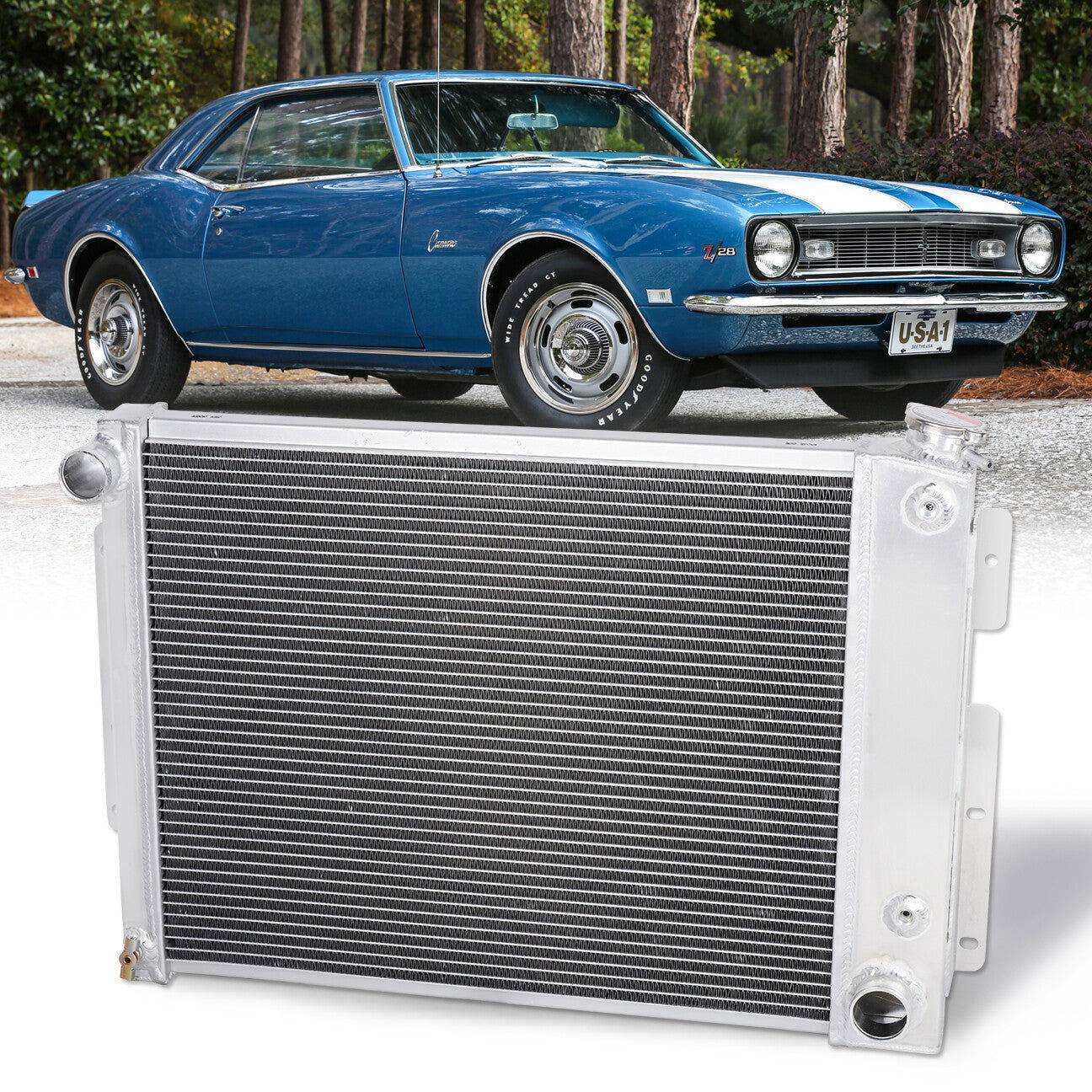 Chevrolet Camaro 1967-1969 / Pontiac Firebird 1967-1969 5.3L 5.7L SBC Automatic & Manual Transmission Aluminum Radiator - Parts Agent