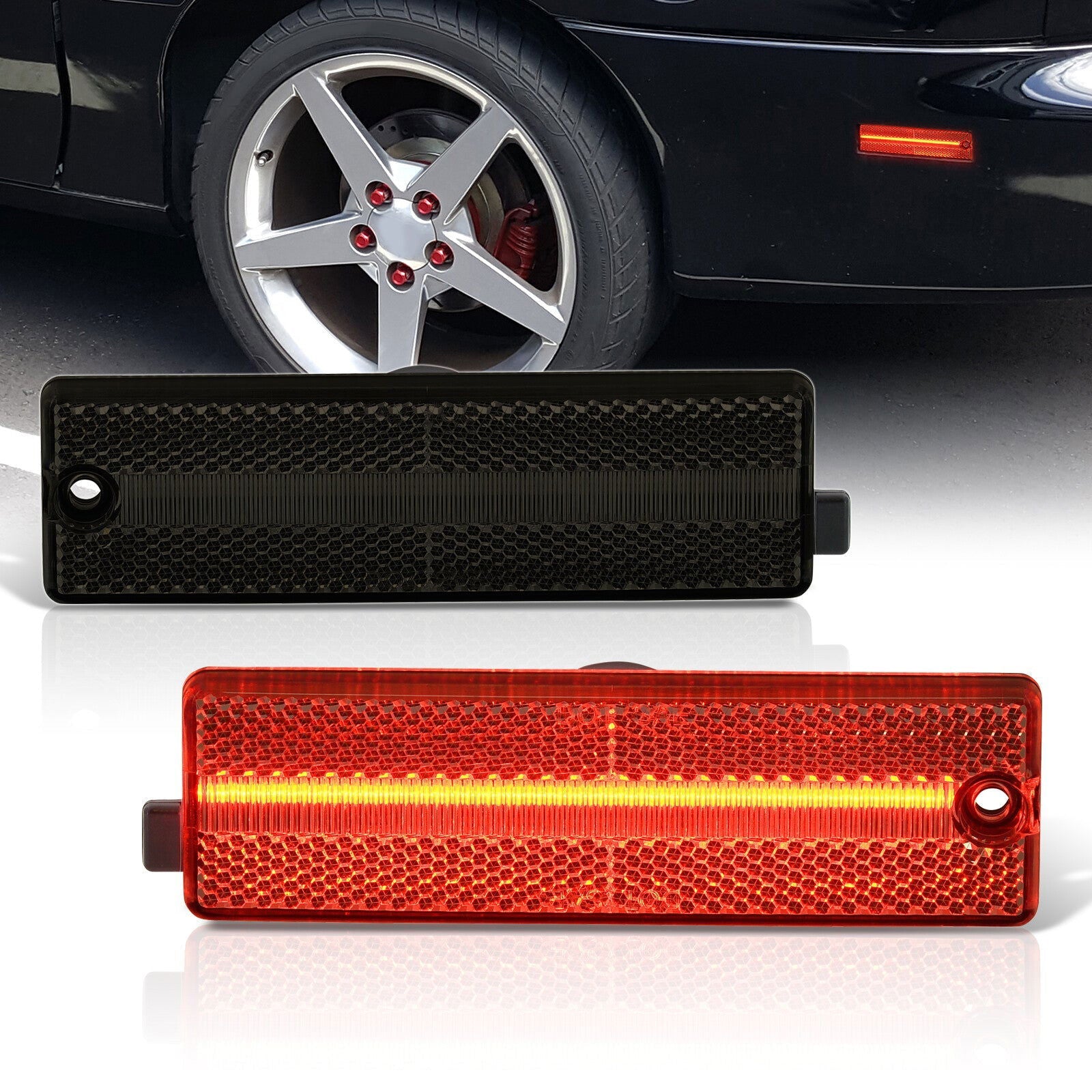 Chevrolet Camaro 1993-2002 Rear Red LED Side Marker Lights Smoke Len - Parts Agent