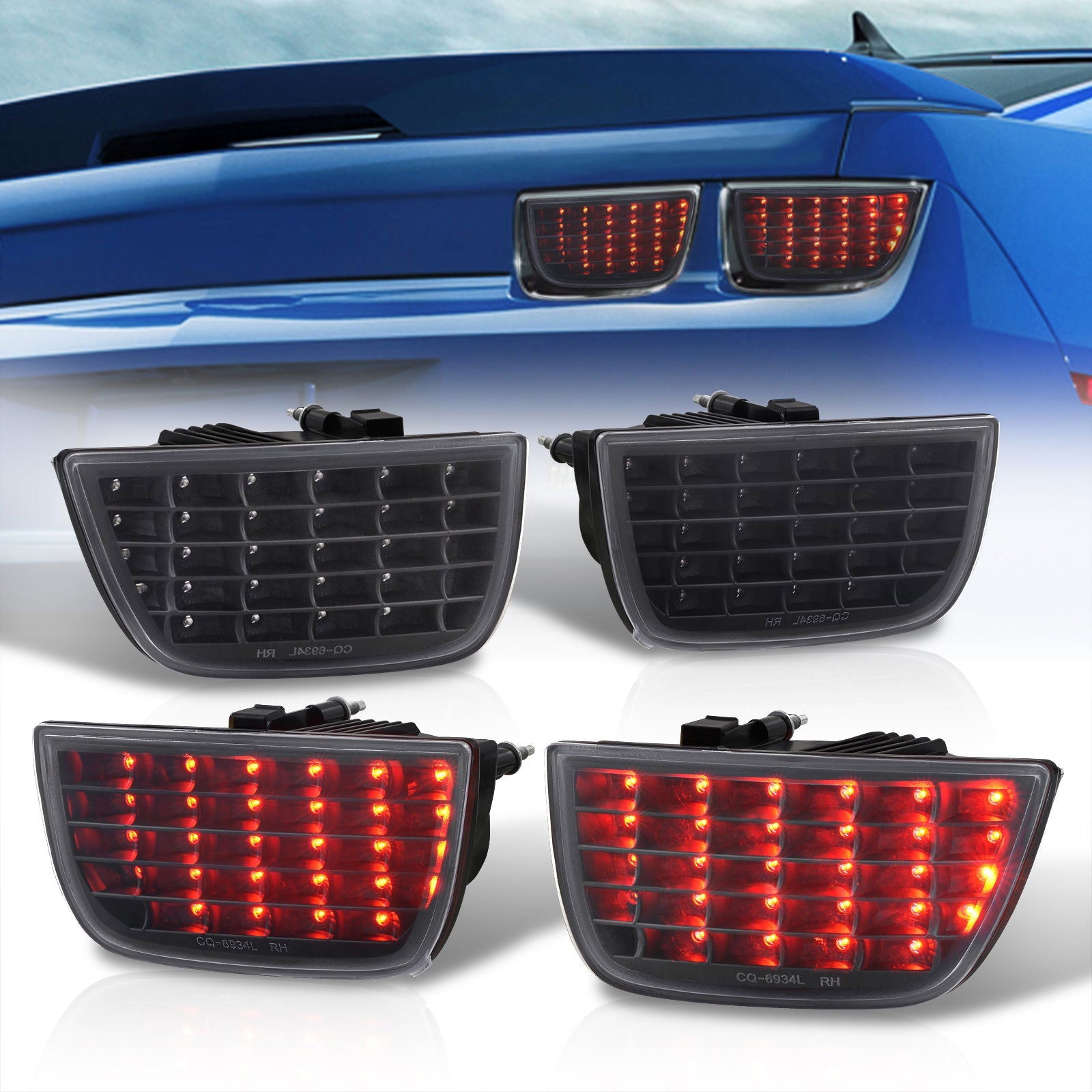 Chevrolet Camaro 2010-2013 Sequential LED Tail Lights Black Housing Clear Len - Parts Agent
