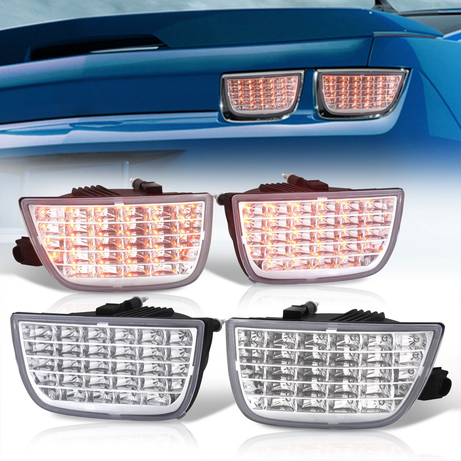 Chevrolet Camaro 2010-2013 Sequential LED Tail Lights Chrome Housing Clear Len - Parts Agent