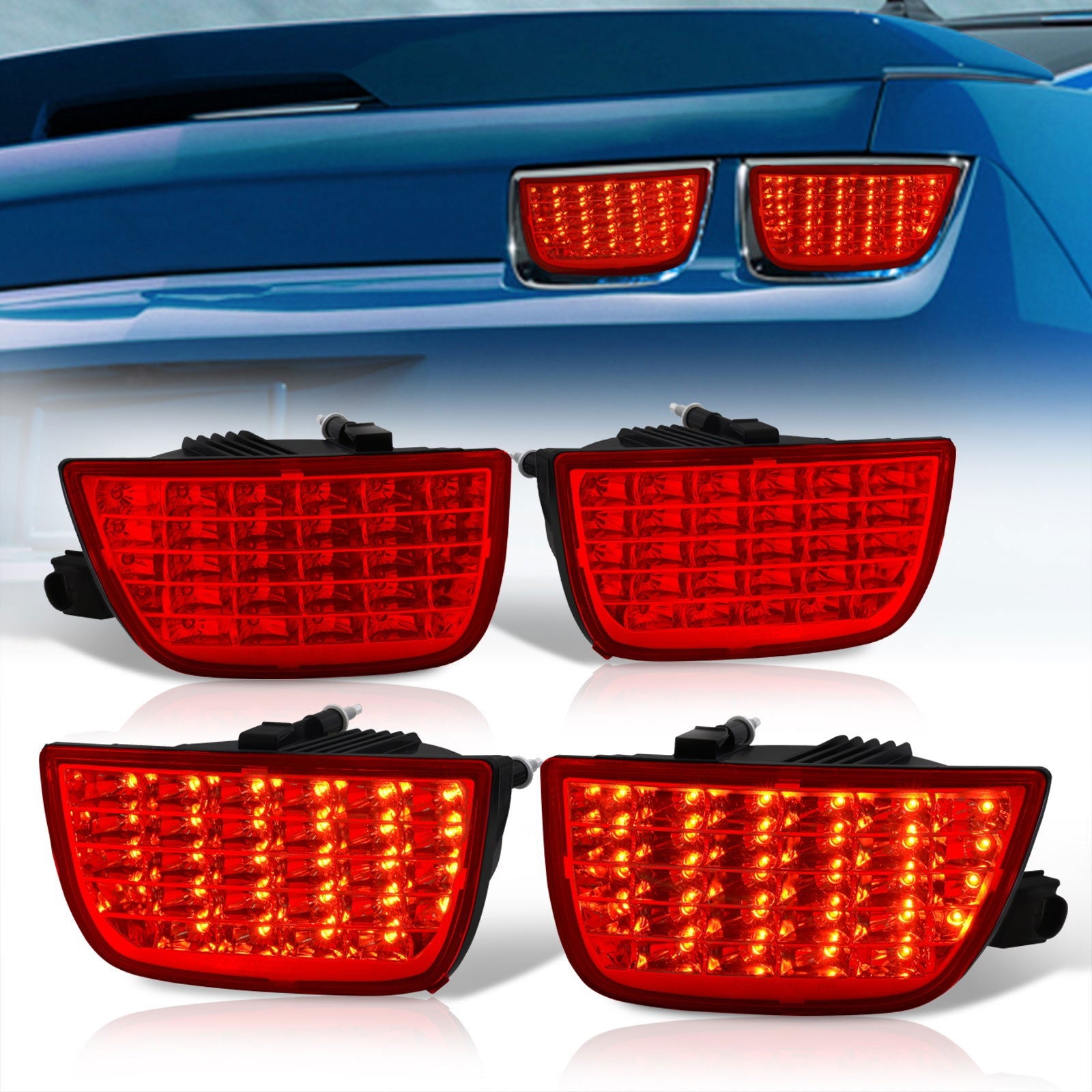 Chevrolet Camaro 2010-2013 Sequential LED Tail Lights Chrome Housing Red Len - Parts Agent