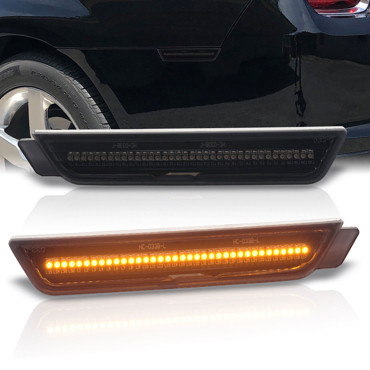 Chevrolet Camaro 2010-2015 Amber LED Rear Side Marker Lights Smoke Len - Parts Agent