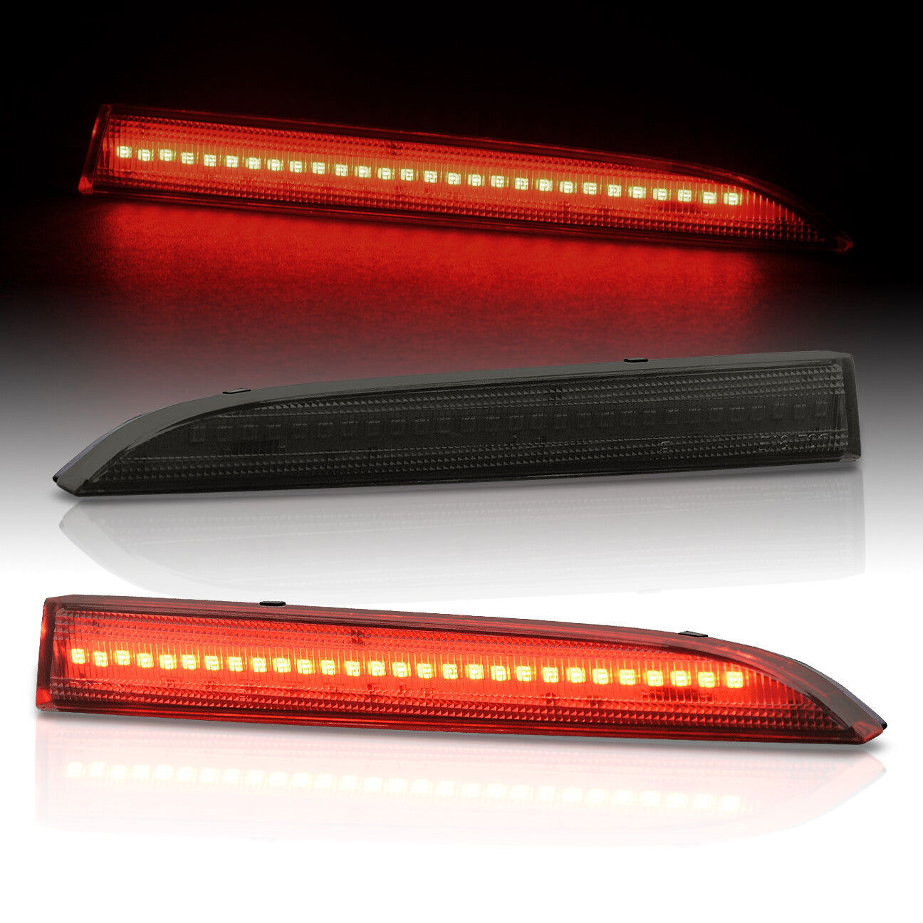 Chevrolet Camaro 2016-2022 / Traverse 2013-2017 / Cadillac ATS Sedan 2013-2017 / ATS Coupe 2015-2017 / XT5 2017 Rear Red LED Reflector Lights Smoke Len - Parts Agent