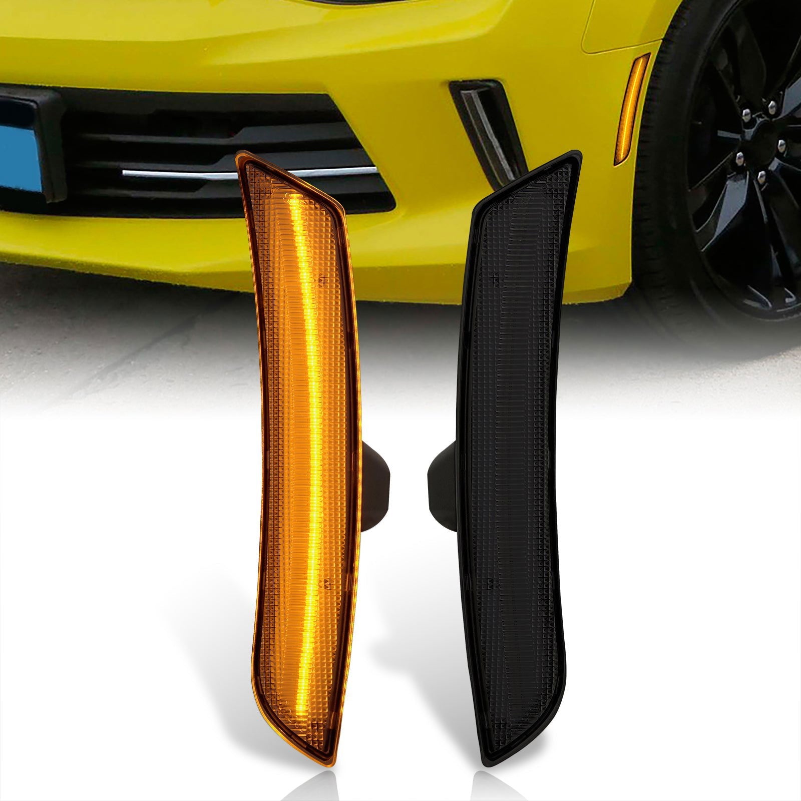Chevrolet Camaro 2016-2022 Front Amber LED Side Marker Smoke Len - Parts Agent