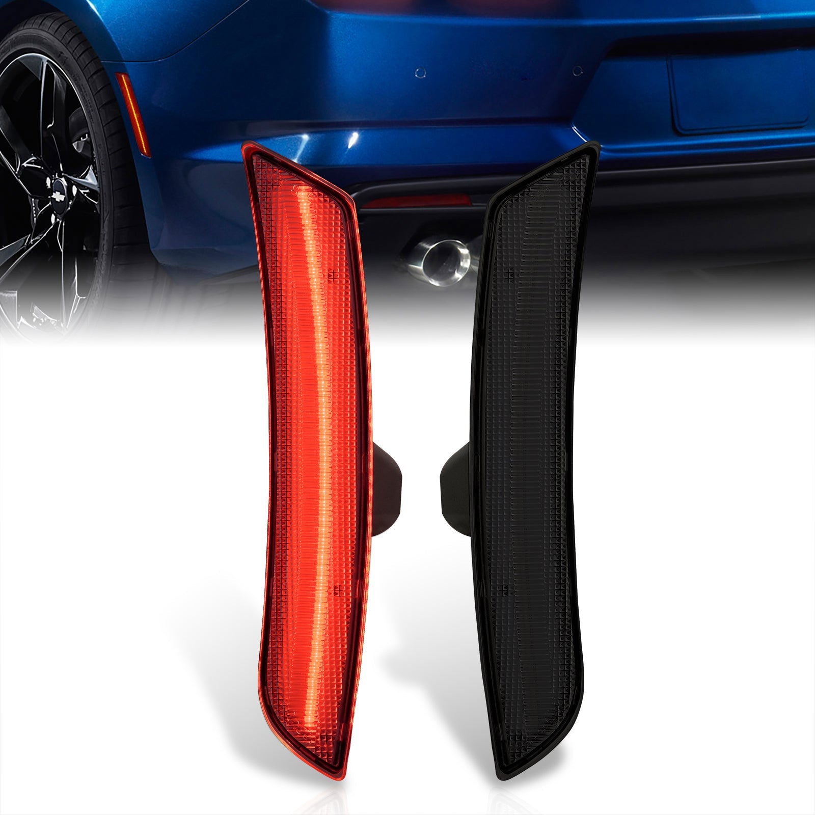 Chevrolet Camaro 2016-2022 Rear Red LED Side Marker Smoke Len - Parts Agent