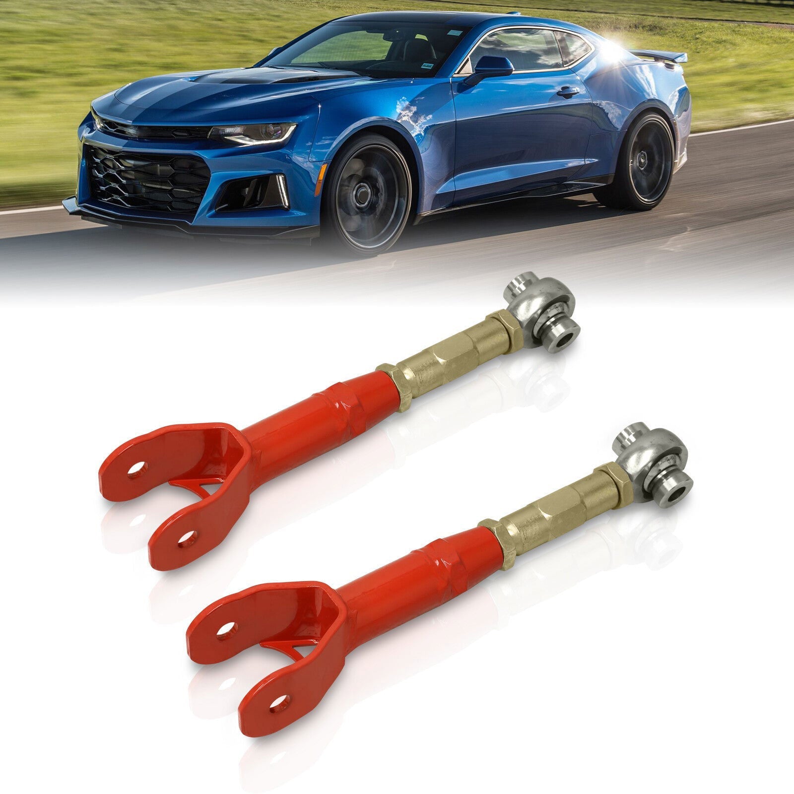Chevrolet Camaro 2016-2022 Rear Upper Adjustable Trailing Control Arms Red - Parts Agent