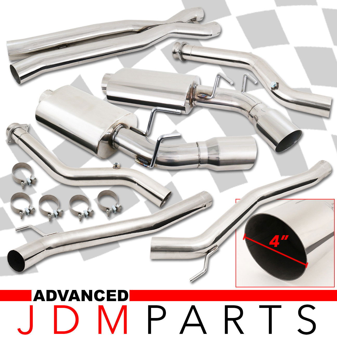Chevrolet Camaro 6.2L V8 2010-2013 Dual Tip Catback Dual Exhaust System (Piping: 3.0" / 76mm | Tip: 4.0") - Parts Agent