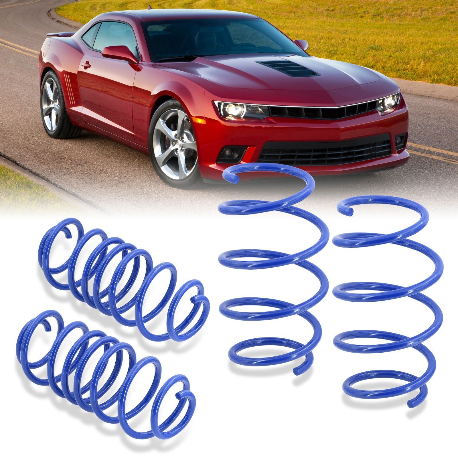 Chevrolet Camaro V8 2010-2015 Lowering Springs Blue (Front ~1.0" / Rear ~1.0") - Parts Agent