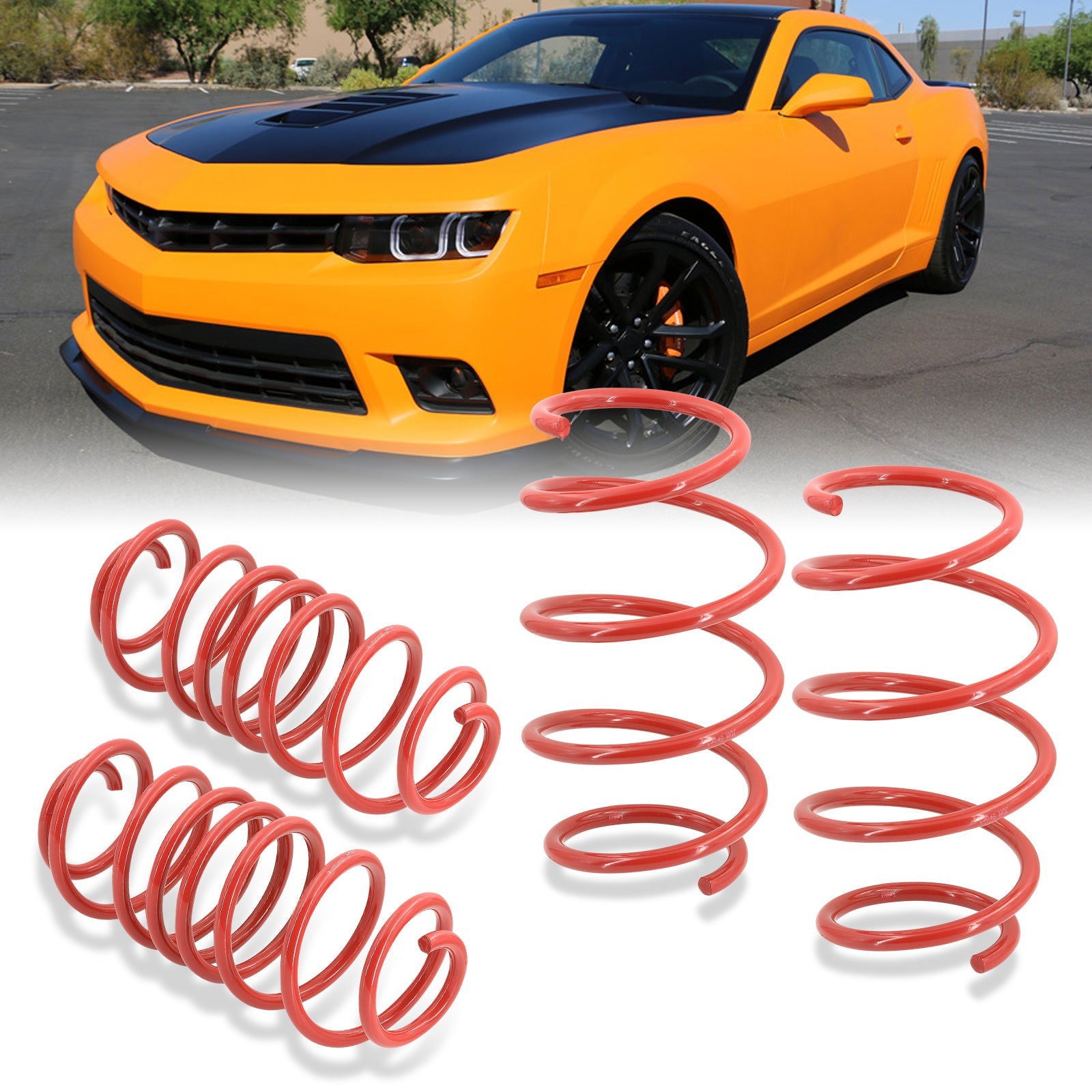 Chevrolet Camaro V8 2010-2015 Lowering Springs Red (Front ~1.0" / Rear ~1.0") - Parts Agent