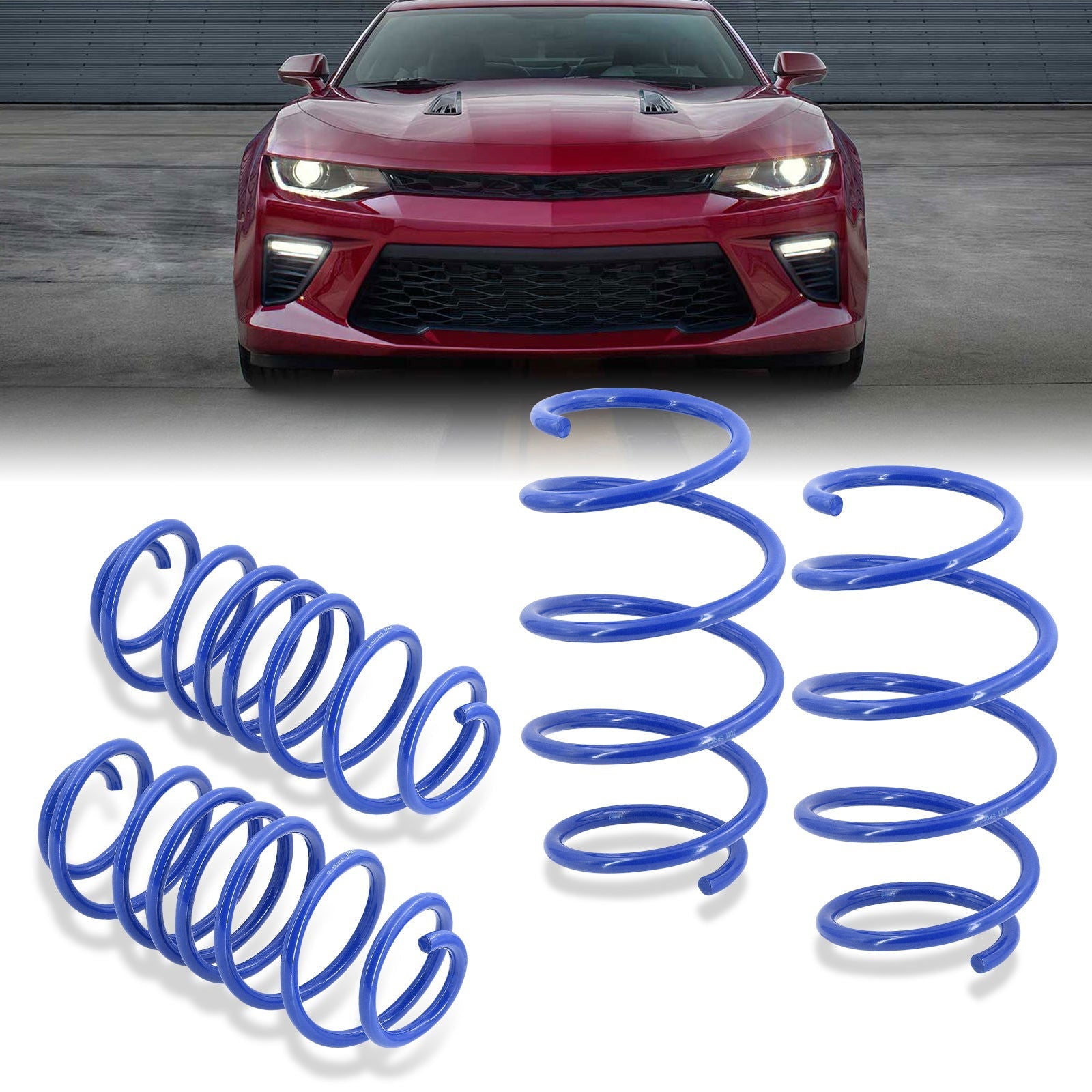 Chevrolet Camaro V8 2016-2021 Lowering Springs Blue (Front ~1.25" / Rear ~1.5") - Parts Agent