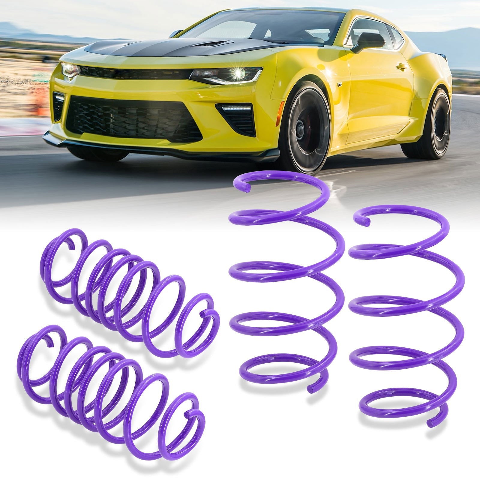 Chevrolet Camaro V8 2016-2021 Lowering Springs Purple (Front ~1.25" / Rear ~1.5") - Parts Agent