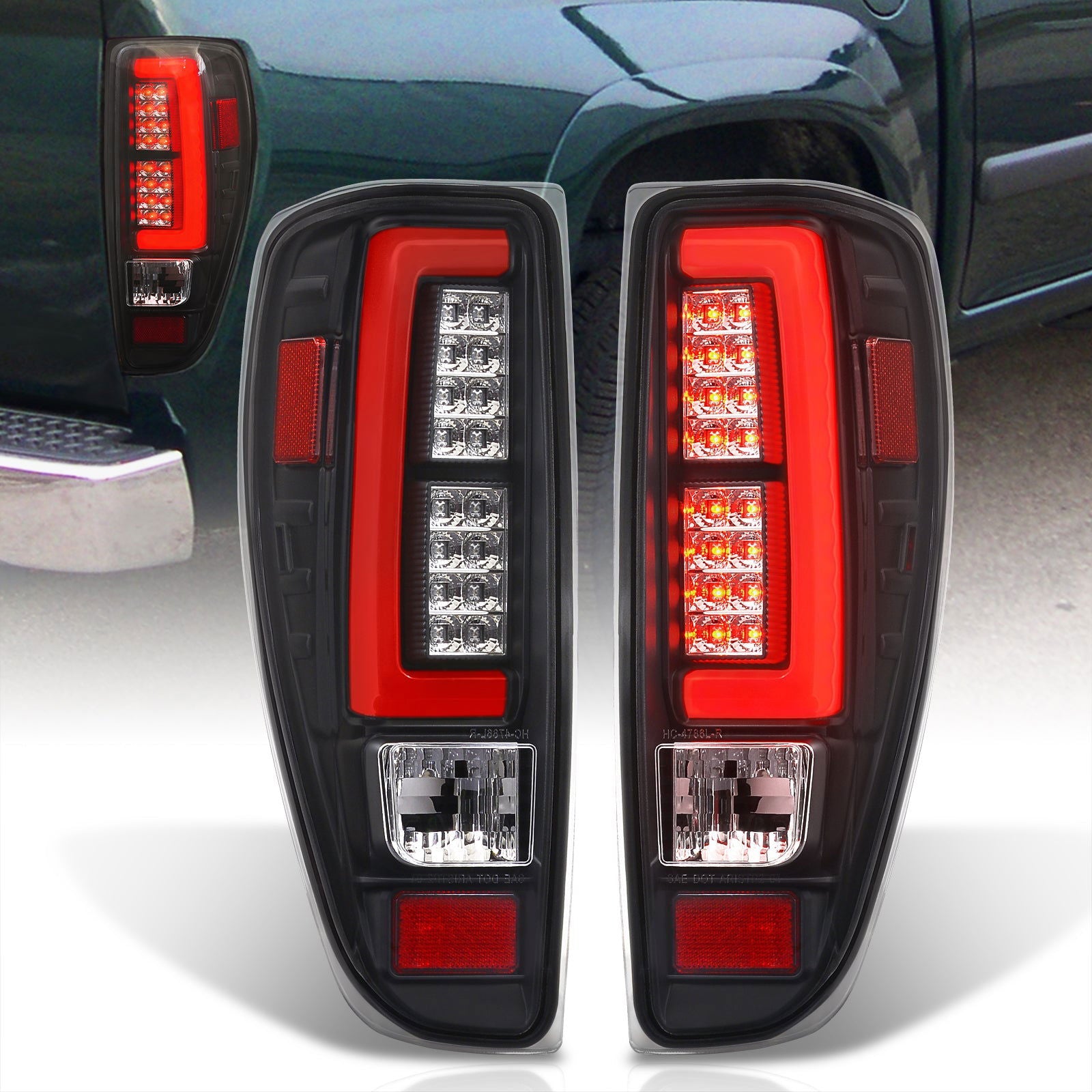 Chevrolet Colorado 2004-2012 LED Bar Tail Lights Black Housing Clear Len Red Tube - Parts Agent