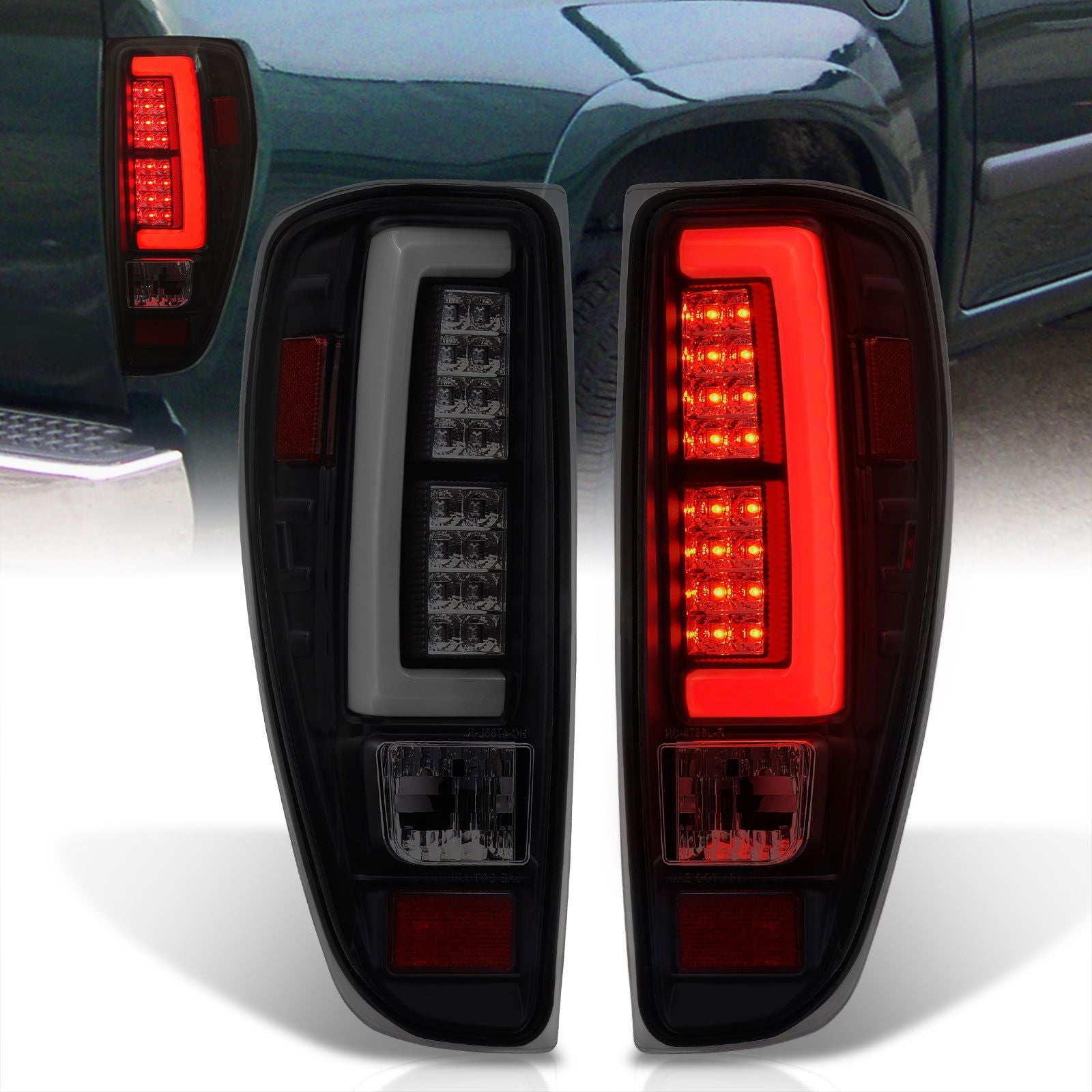 Chevrolet Colorado 2004-2012 LED Bar Tail Lights Black Housing Smoke Len White Tube - Parts Agent