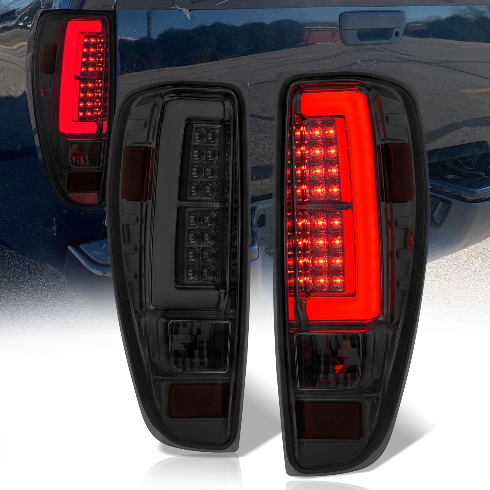 Chevrolet Colorado 2004-2012 LED Bar Tail Lights Chrome Housing Smoke Len White Tube - Parts Agent