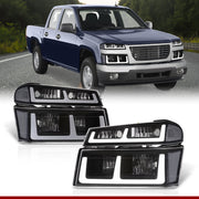 Chevrolet Colorado 2004-2012 LED DRL Bar Factory Style Headlights + Bumpers Black Housing Clear Len Clear Reflector - Parts Agent