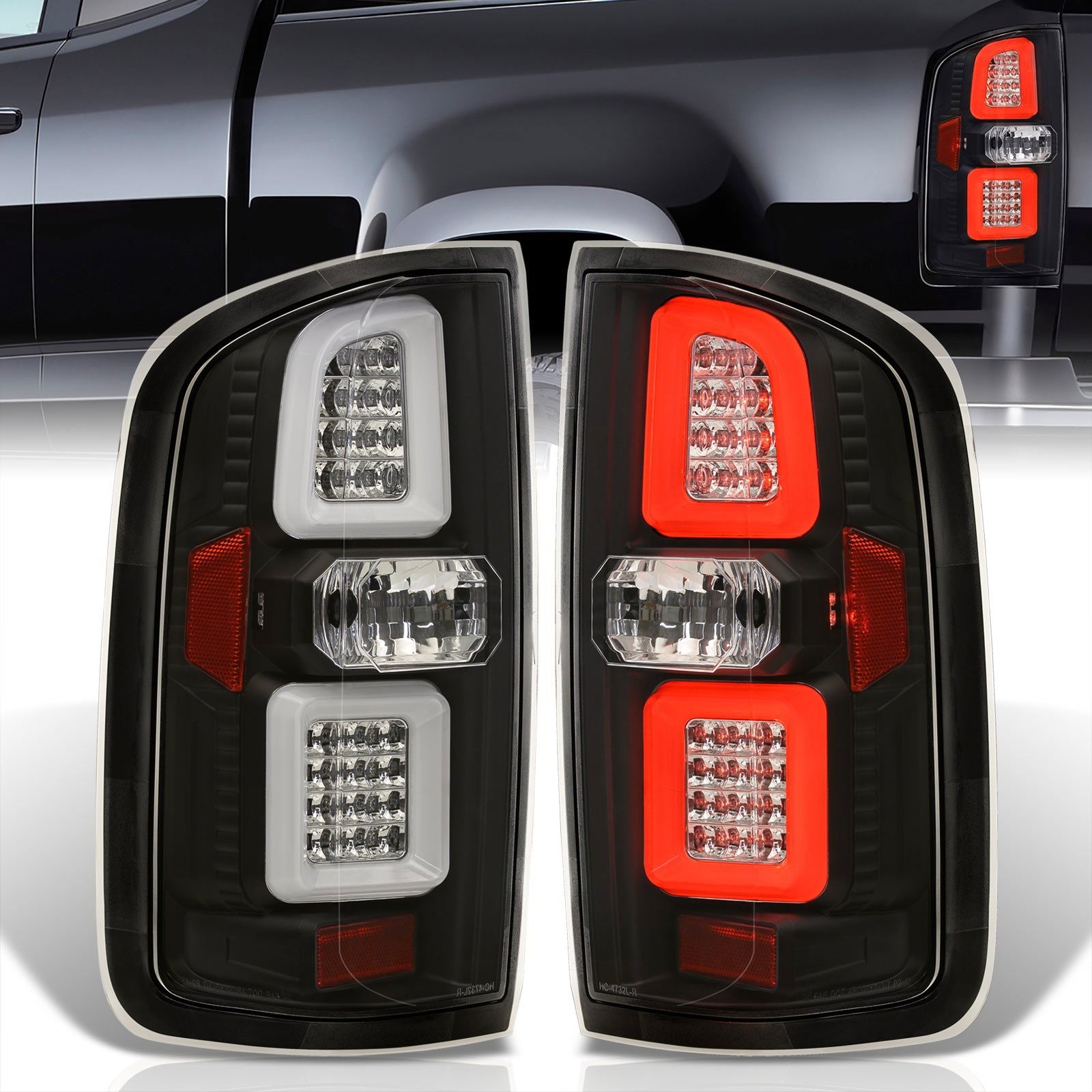Chevrolet Colorado 2015-2022 / GMC Canyon 2015-2022 LED Bar Tail Lights Black Housing Clear Len - Parts Agent