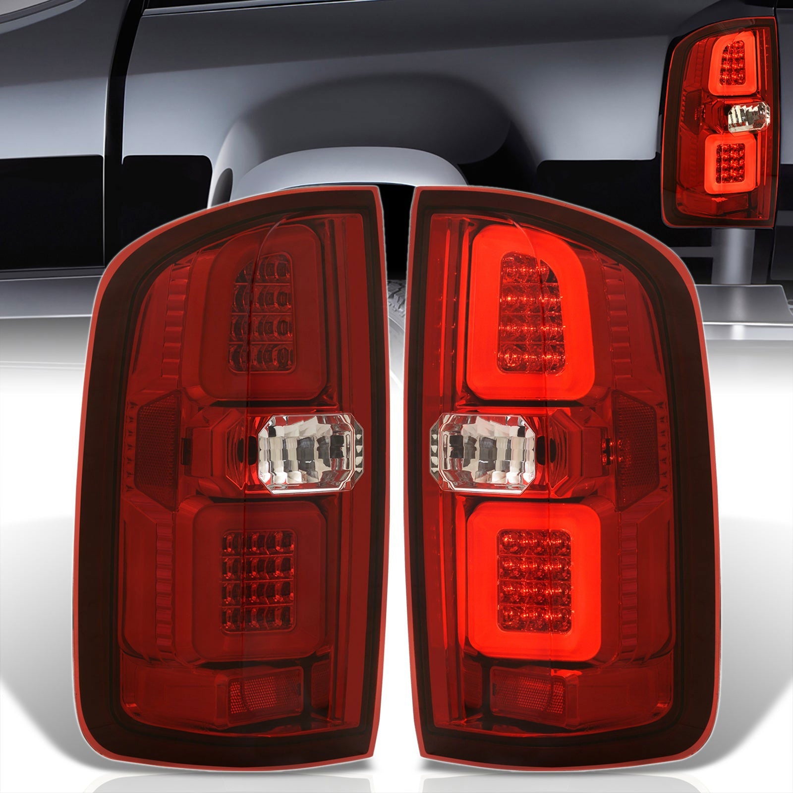 Chevrolet Colorado 2015-2022 / GMC Canyon 2015-2022 LED Bar Tail Lights Chrome Housing Red Len - Parts Agent