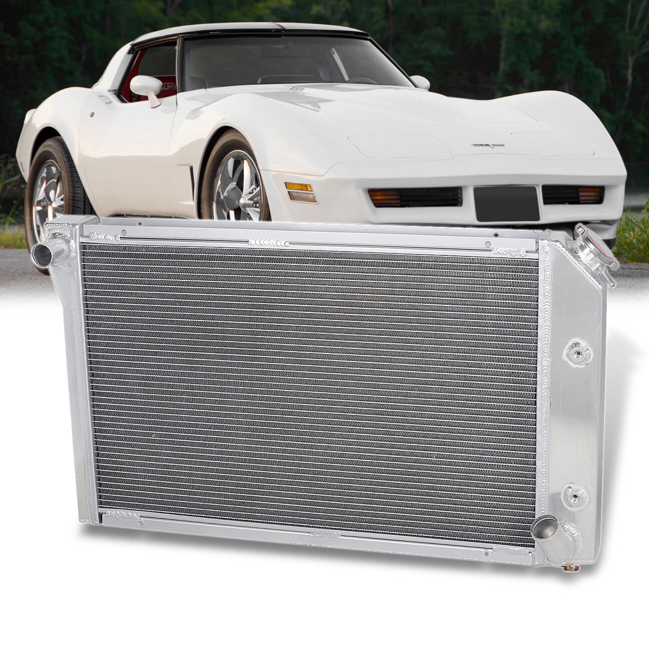 Chevrolet Corvette C3 5.0L 5.7L 1977-1982 Manual Transmission Aluminum Radiator - Parts Agent