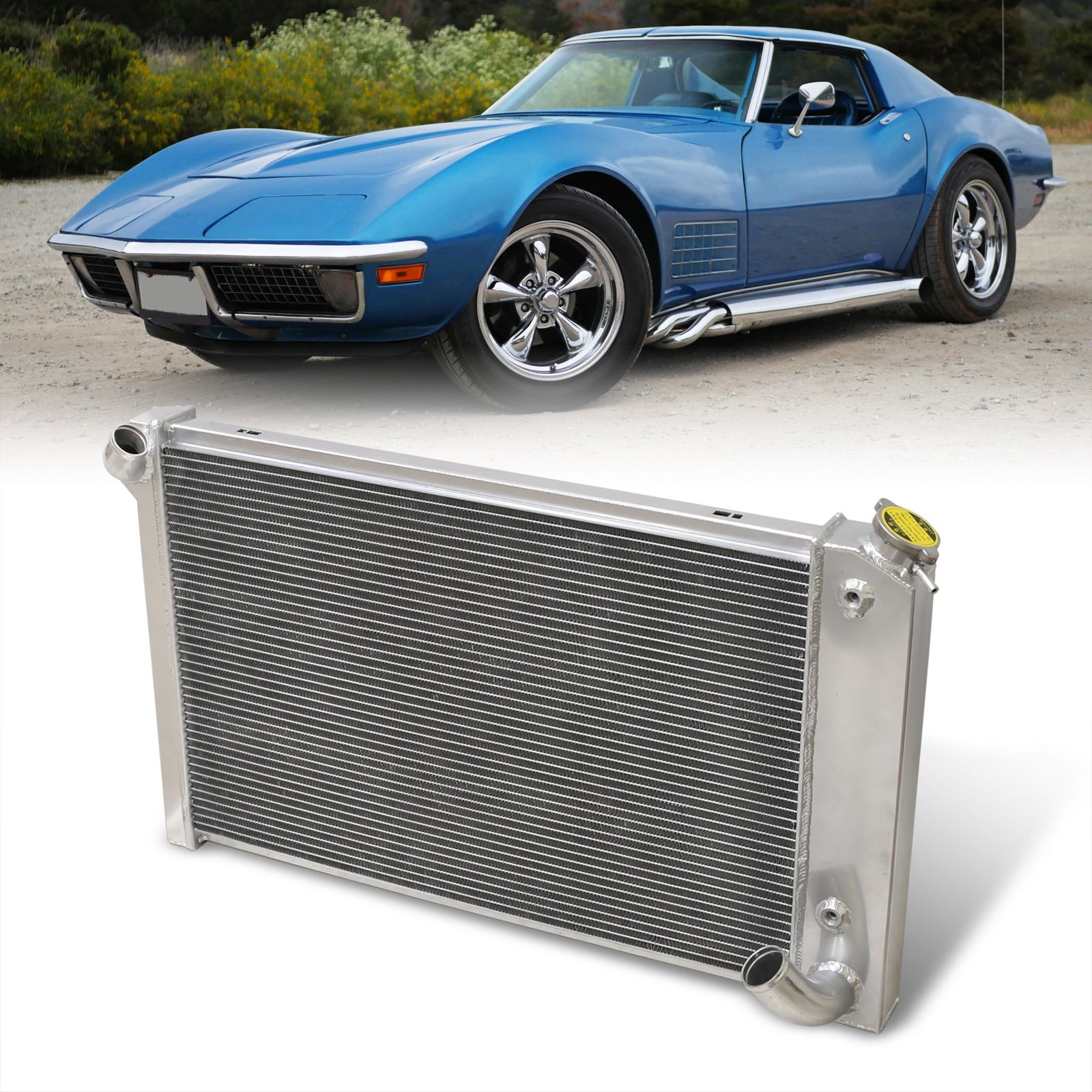 Chevrolet Corvette C3 5.7L V8 SBC 1969-1972 Automatic & Manual Transmission Aluminum Radiator - Parts Agent