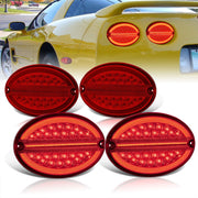 Chevrolet Corvette C5 1997-2004 LED Tail Lights Chrome Housing Red Len (Includes Hyperflash Harness) - Parts Agent