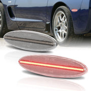Chevrolet Corvette C5 1997-2004 Rear Red LED Side Marker Lights Clear Len - Parts Agent
