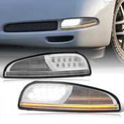 Chevrolet Corvette C5 1997-2004 Sequential LED Corner Light Clear Lens Chrome Housing (Includes Hyperflash Harness) - Parts Agent