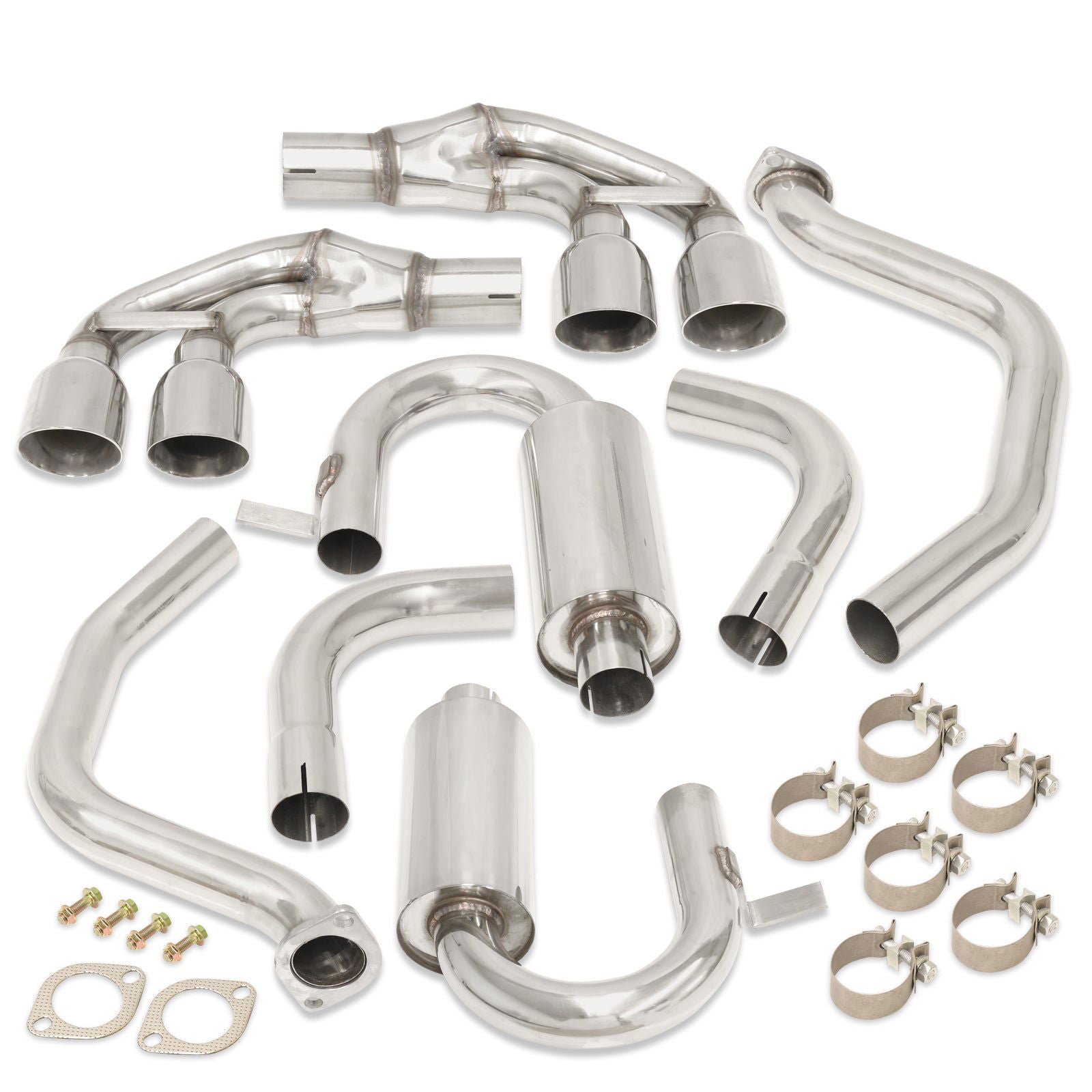 Chevrolet Corvette C5 Z06 5.7L V8 1997-2004 Oval Quad Tip Stainless Steel Catback Exhaust System (Piping: 2.5" / 65mm | Tip: 4.5") - Parts Agent