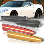 Chevrolet Corvette C6 2005-2013 4 Piece Front Amber & Rear Red LED Side Marker Lights Clear Len - Parts Agent
