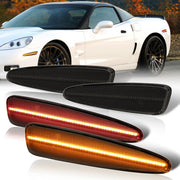 Chevrolet Corvette C6 2005-2013 4 Piece Front Amber & Rear Red LED Side Marker Lights Smoke Len - Parts Agent