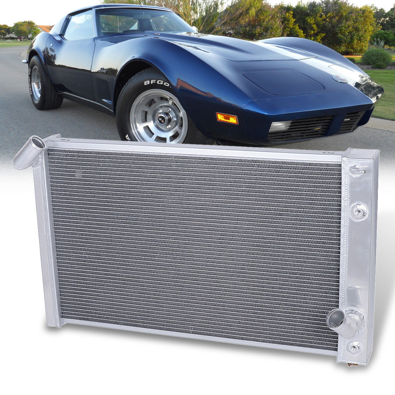 Chevrolet Corvette V8 1973-1976 Manual Transmission Aluminum Radiator - Parts Agent