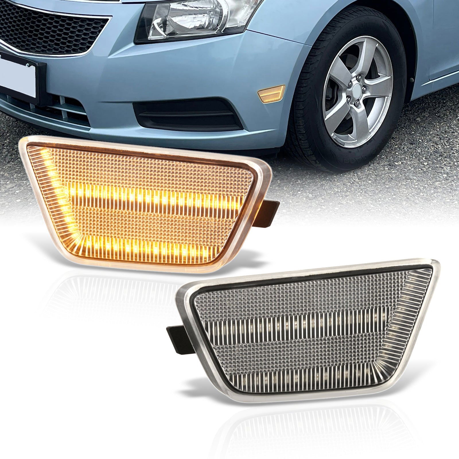 Chevrolet Cruze 2011-2015 / Limited 2016 Front Amber LED Side Marker Lights Clear Len - Parts Agent