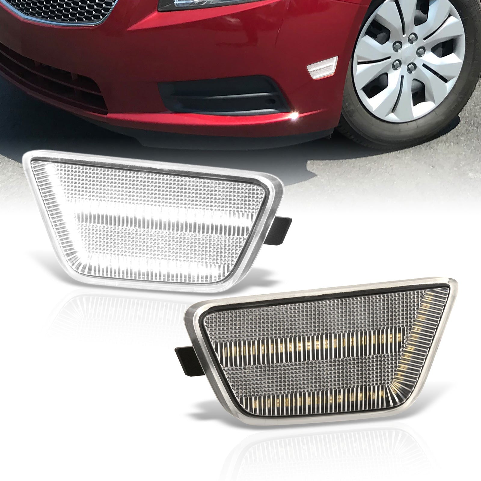 Chevrolet Cruze 2011-2015 / Limited 2016 Front White LED Side Marker Lights Clear Len - Parts Agent