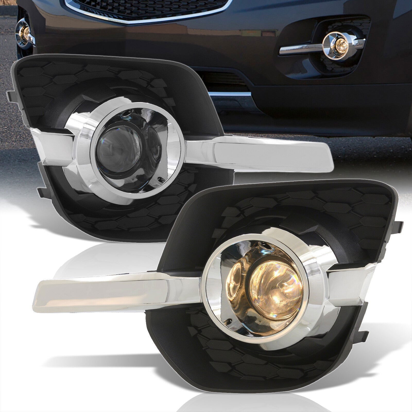 Chevrolet Equinox (Old Body Side 2016) 2010-2016 Front Fog Lights Clear Len (Includes Switch & Wiring Harness) - Parts Agent