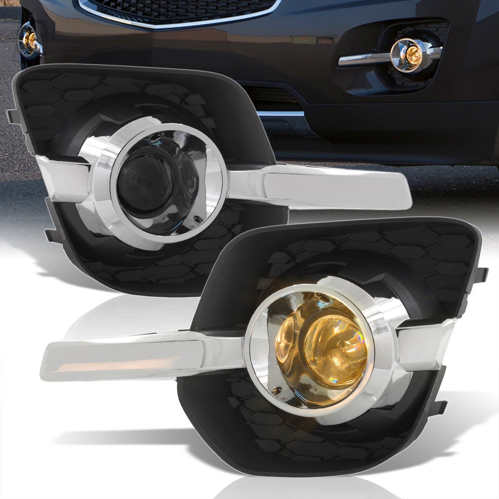 Chevrolet Equinox (Old Body Side 2016) 2010-2016 Front Fog Lights Smoked Len (Includes Switch & Wiring Harness) - Parts Agent