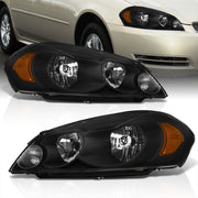 Chevrolet Impala 2006-2013 / Impala Limited 2014-2015 / Monte Carlo 2006-2007 Factory Style Headlights Black Housing Clear Len Amber Reflector - Parts Agent