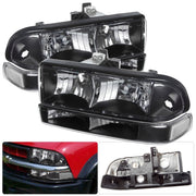 Chevrolet S10 Pickup 1998-2004 / Blazer 1998-2004 Factory Style Headlights + Bumpers Black Housing Clear Len Clear Reflector - Parts Agent