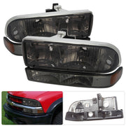 Chevrolet S10 Pickup 1998-2004 / Blazer 1998-2004 Factory Style Headlights + Bumpers Chrome Housing Smoke Len Clear Reflector - Parts Agent