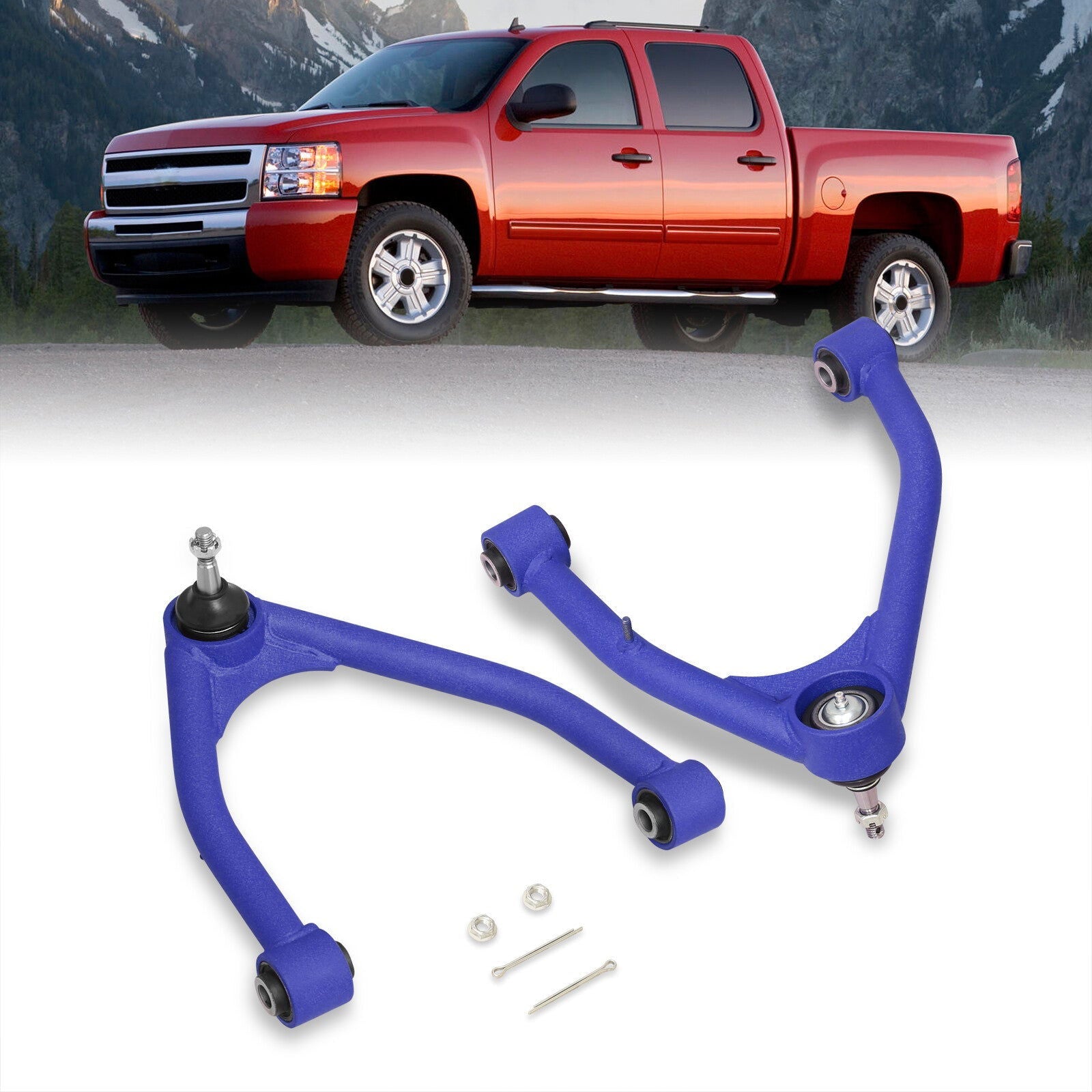 Chevrolet Silverado 1500 2007-2016 / GMC Sierra 1500 2007-2016 2-4" Lift Front Upper Tubular Control Arms Blue (Models With Factory Forged Steel Arms Only) - Parts Agent
