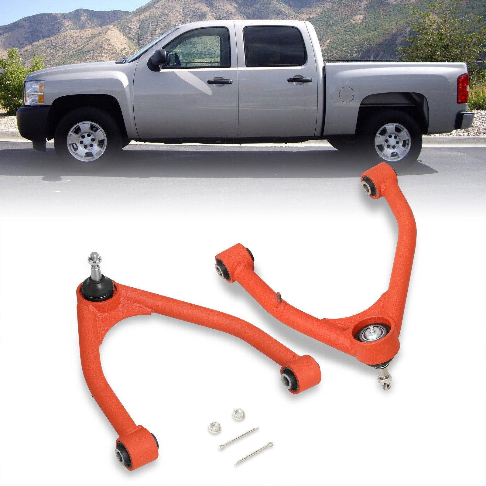 Chevrolet Silverado 1500 2007-2016 / GMC Sierra 1500 2007-2016 2-4" Lift Front Upper Tubular Control Arms Red (Models With Factory Forged Steel Arms Only) - Parts Agent