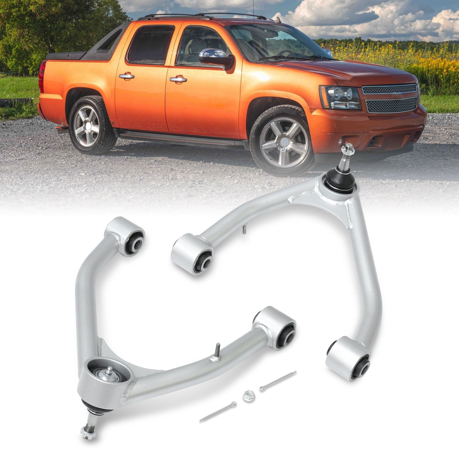 Chevrolet Silverado 1500 2007-2016 / GMC Sierra 1500 2007-2016 2-4" Lift Front Upper Tubular Control Arms Silver (Models With Factory Forged Steel Arms Only) - Parts Agent