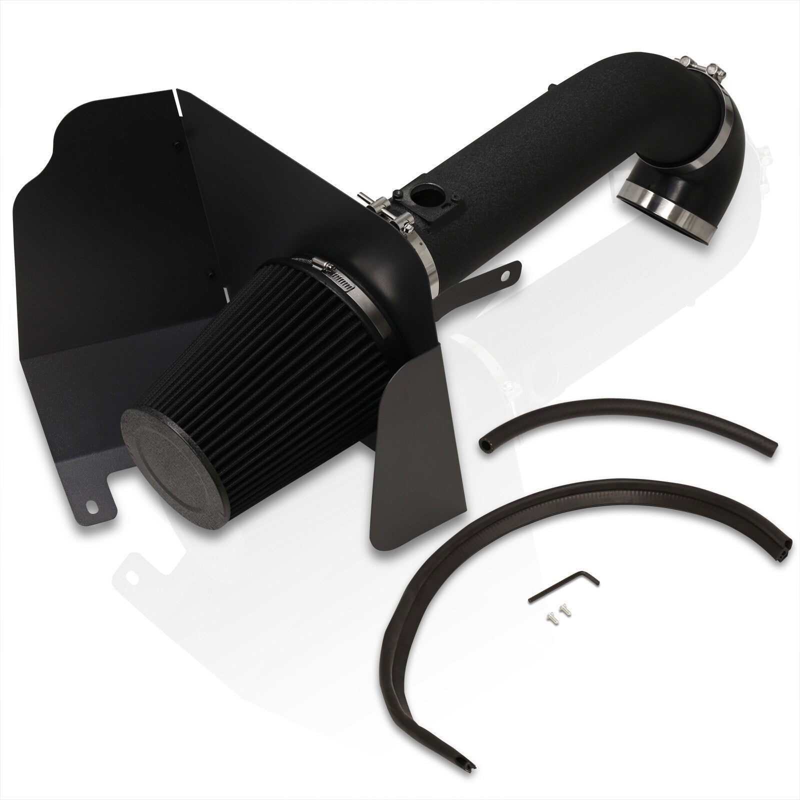 Chevrolet Silverado 1500 2009-2013 / Avalanche 2009-2013 / Suburban 1500 2009-2014 / Tahoe 2009-2014 / Cadillac Escalade 2009-2014 / GMC Sierra 1500 2009-2013 / Yukon XL 2009-2014 4.8L 5.3L 6.0L 6.2L V8 Cold Air Intake Black + Heat Shield - Parts Agent