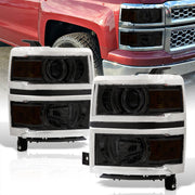 Chevrolet Silverado 1500 2014-2015 Factory Style Projector Headlights Chrome Housing Smoke Len Amber Reflector - Parts Agent