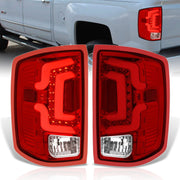 Chevrolet Silverado 1500 2014-2018 / 1500LD 2019 / 2500HD 3500HD 2015-2019 / GMC Sierra 3500HD Dually 2015-2019 LED Bar Tail Lights Chrome Housing Red Len White Tube (Excluding OEM LED Models) - Parts Agent