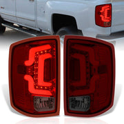 Chevrolet Silverado 1500 2014-2018 / 1500LD 2019 / 2500HD 3500HD 2015-2019 / GMC Sierra 3500HD Dually 2015-2019 LED Bar Tail Lights Chrome Housing Red Smoke Len White Tube (Excluding OEM LED Models) - Parts Agent