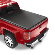 Chevrolet Silverado 1500 2014-2018 / 1500 LD 2019 / 2500 3500 HD 2015-2019 / GMC Sierra 1500 2014-2018 / 1500 Limited 2019 / 2500 3500 HD 2015-2019 8FT Soft 4 Fold Truck Tonneau Bed Cover (Long Bed 8´) - Parts Agent