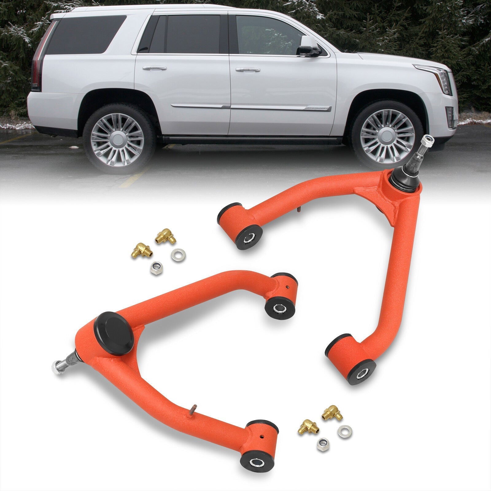 Chevrolet Silverado 1500 2014-2018 / GMC Sierra 1500 2014-2018 2-4" Lift Front Upper Tubular Control Arms Red (Models with Stamped Steel & Aluminum Arms Only) - Parts Agent