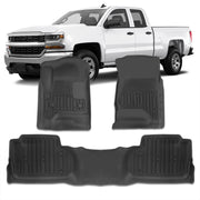 Chevrolet Silverado 1500 2014-2018 / Silverado 2500HD 3500HD 2015-2019 / GMC Sierra 1500 2014-2018 / Sierra 2500HD 3500HD 2015-2019 All Weather Guard 3D Floor Mat Liner (Double & Extended Cab Models Only) - Parts Agent